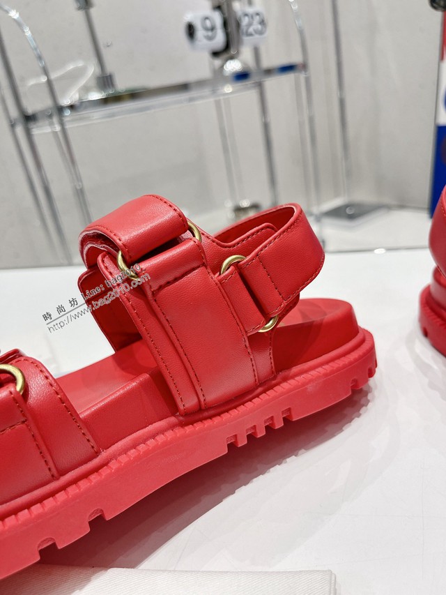Dior迪奧2022新款新色系魔術貼涼鞋原版複刻專櫃純色系沙灘涼鞋女士涼鞋 dx3083